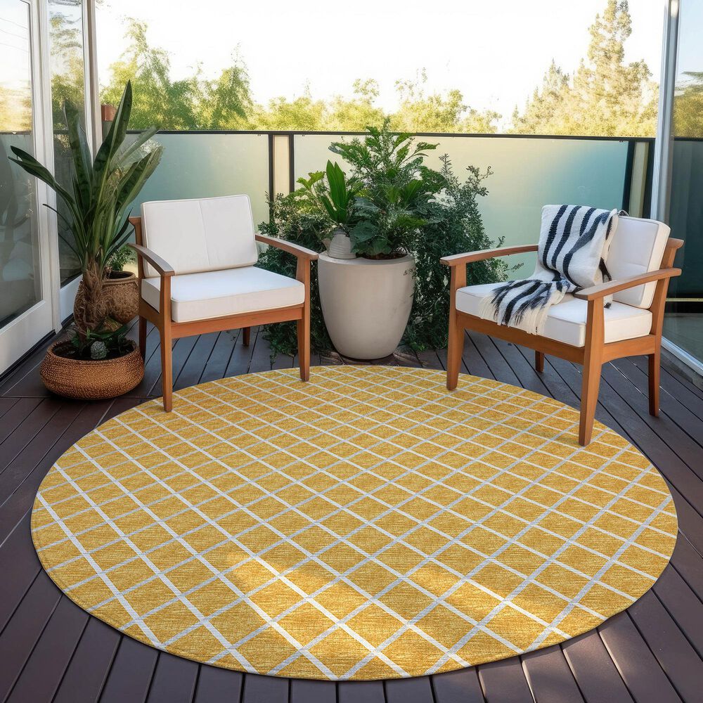 Dalyn Rug Company York 8&#39; Round Gold Indoor/Outdoor Area Rug, , large