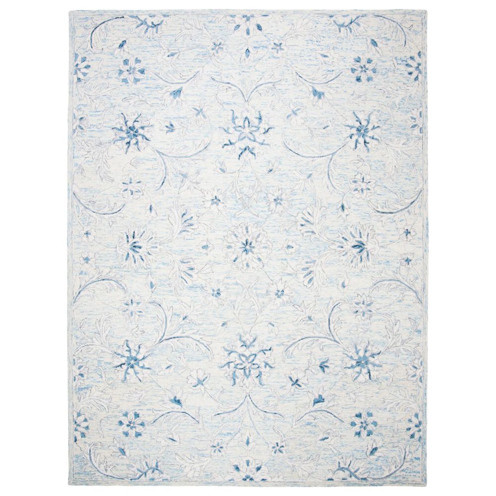 Safavieh Micro-Loop MLP506M 10" x 14" Light Blue and Ivory Area Rug, , large