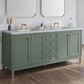 James Martin Chicago 72" Double Bathroom Vanity in Smokey Celadon with 3 cm Carrara White Marble Top and Rectangular Sinks, , large