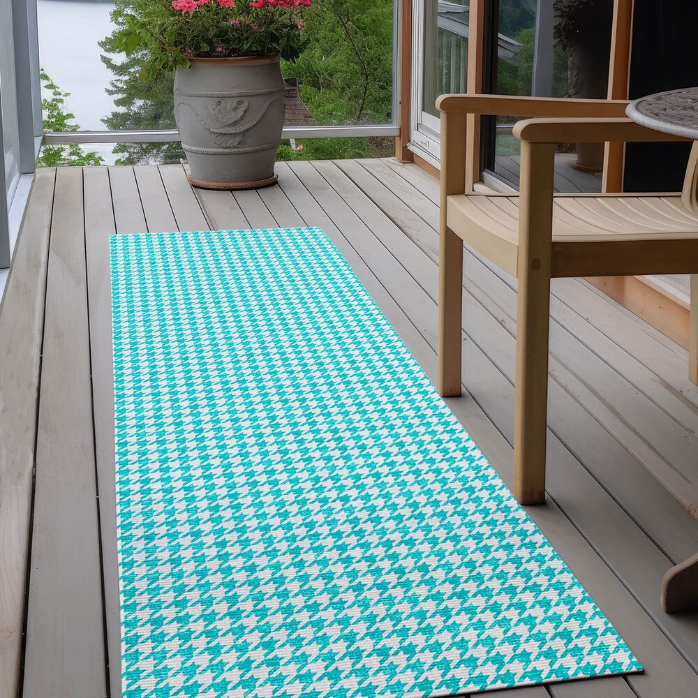 Dalyn Rug Company Hinton 2&#39;3&quot; x 7&#39;6&quot; Aqua Indoor/Outdoor Runner, , large