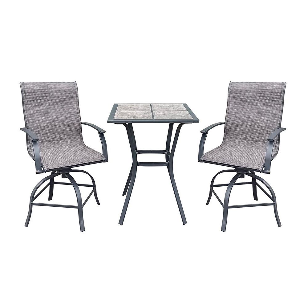 Global Note Collections Balfour 3-Piece Steel Balcony set in Gray and Black, , large
