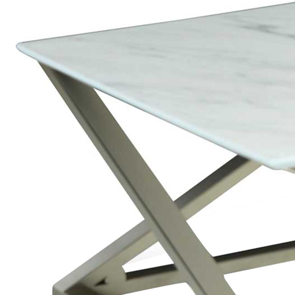 Steve Silver Zurich Cocktail Table in White and Pewter, , large