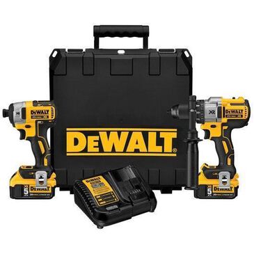 DeWALT 20v Max XR Cordless Brushless Hammerdrill & Impact Driver Combo Kit (With Batteries, Charger), , large