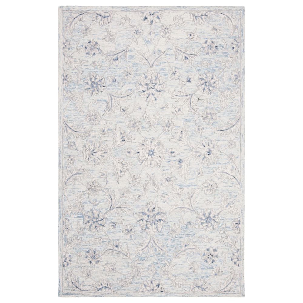 Safavieh Micro-Loop MLP506M 3" x 5" Light Blue and Ivory Area Rug, , large