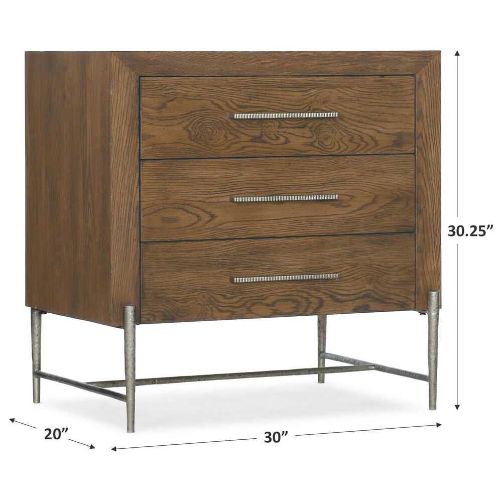 Hooker Furniture Chapman 3-Drawer Nightstand in Warm Brown and Pewter, , large