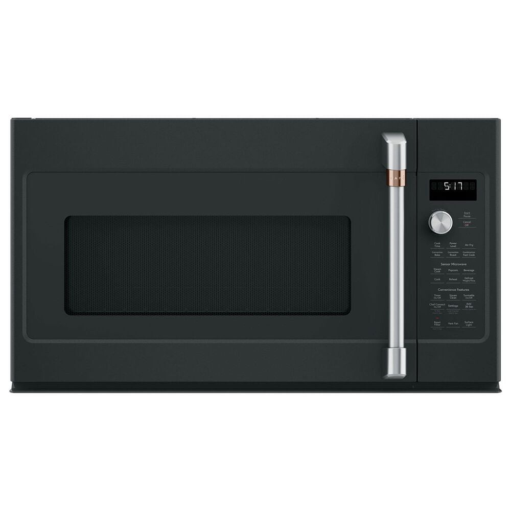 GE CAFE 2-Piece Kitchen Package with 30&quot; Slide-In Gas Range and 1.7 Cu. Ft. Microwave Oven in Matte Black, , large