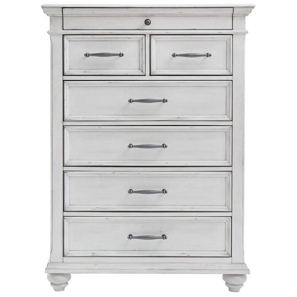 Signature Design by Ashley Kanwyn 7 Drawer Chest in Distressed Whitewash, , large