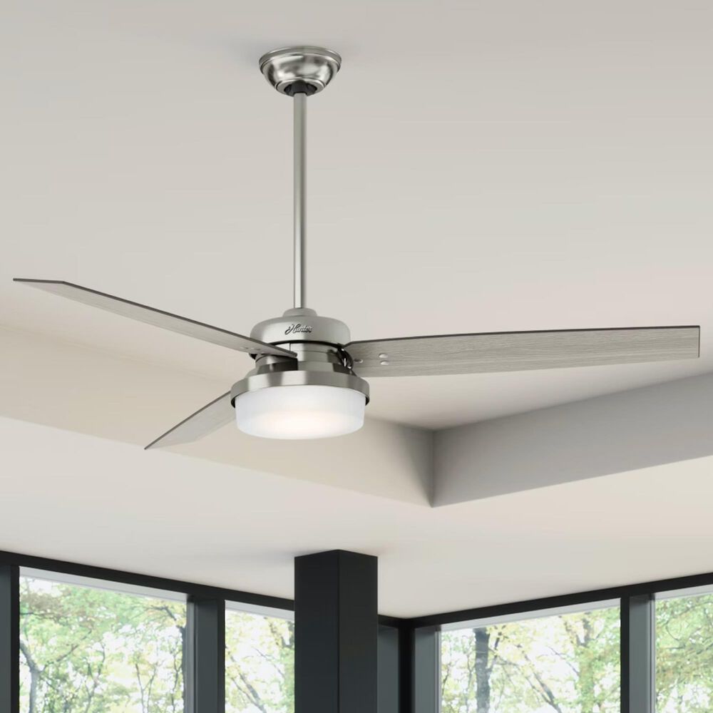 Hunter Sentinel 60&quot; Ceiling Fan with LED Lights in Brushed Nickel, , large