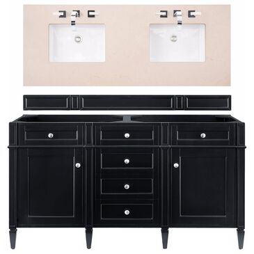 James Martin Brittany 60" Double Bathroom Vanity in Black Onyx with 3 cm Eternal Marfil Quartz Top, , large