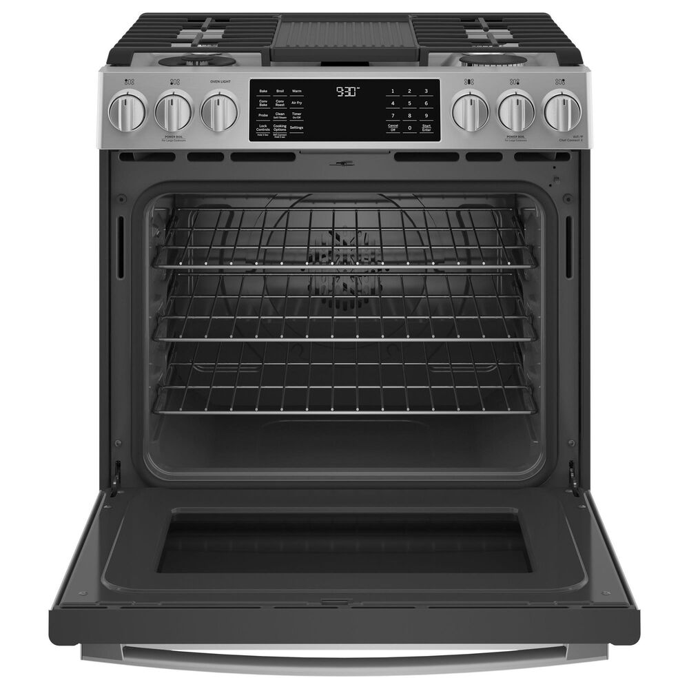 GE Profile 30&quot; Dual Fuel Slide-In Front-Control Range in Fingerprint Resistant Stainless Steel, , large