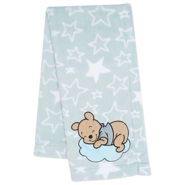Lambs and Ivy Starlight Pooh Baby Blanket in Blue, Brown and Yellow, , large