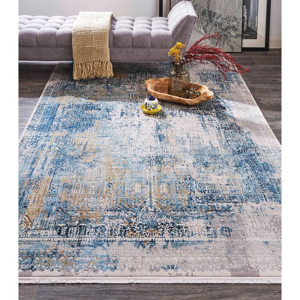 Feizy Rugs Cadiz Oriental 4&#39;10&quot; x 7&#39;10&quot; Blue and Gray Area Rug, , large