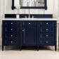 James Martin Brittany 60" Single Bathroom Vanity in Victory Blue with 3 cm Eternal Jasmine Pearl Quartz Top and Rectangle Sink, , large