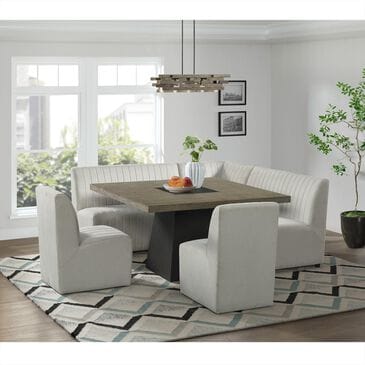 Mayberry Hill Jemma 6 Pice Contemporary Corner Dining Set in Grey Finish and Beige Linen Upholstery, , large