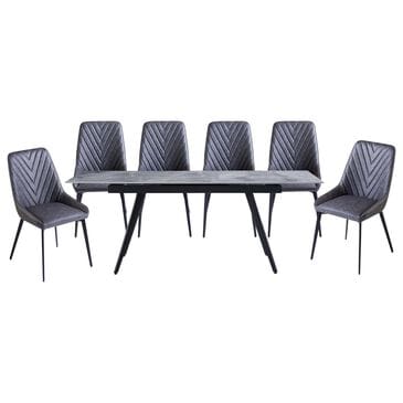 Urban Home Lucia 7-Piece Rectangular Dining Set in Piedra and Black, , large