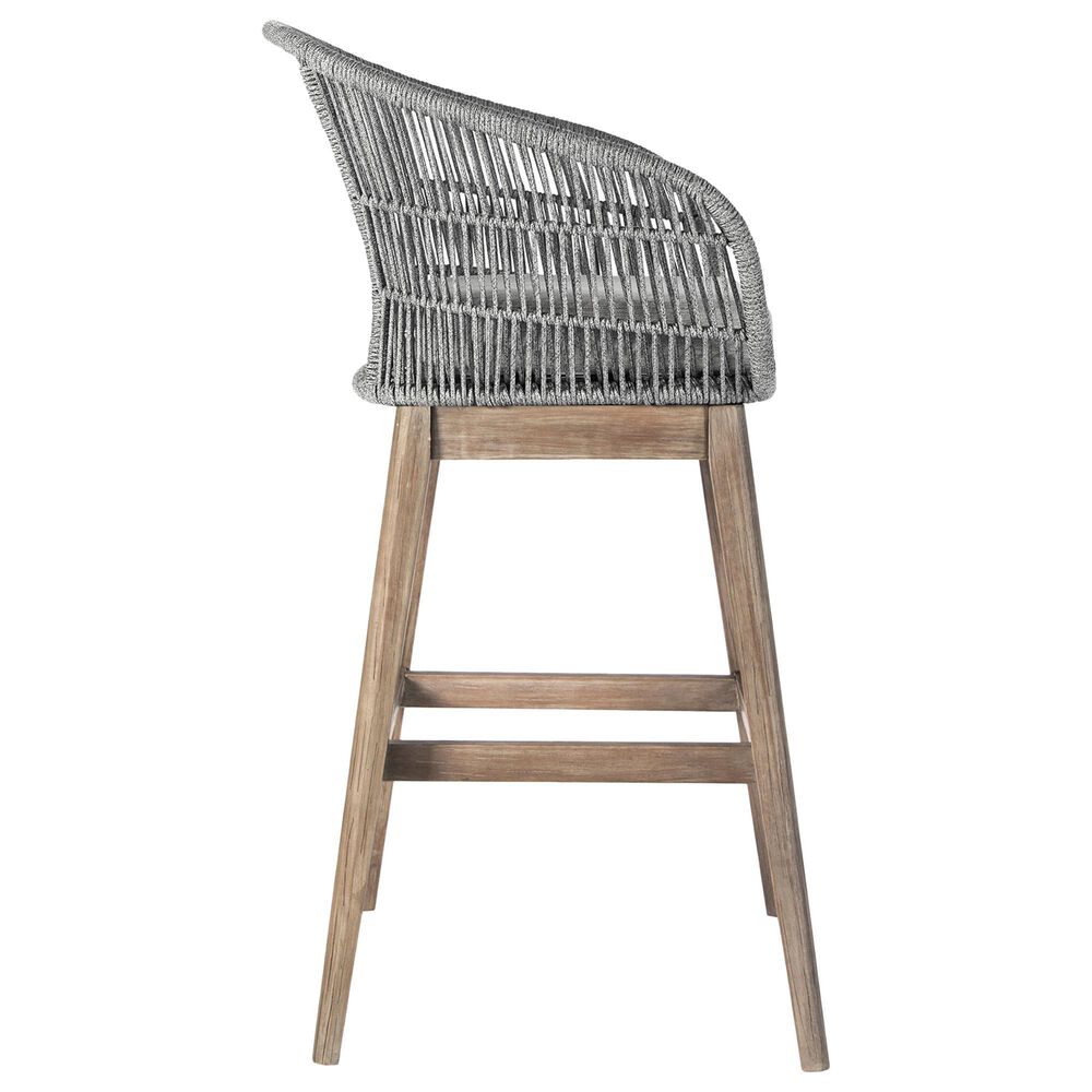 Blue River Tutti Frutti Patio Barstool with Grey Cushion in Aged Teak, , large