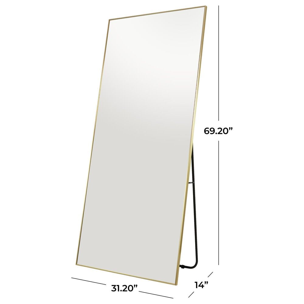 Maple and Jade Floor Mirror with Stand in Gold, , large
