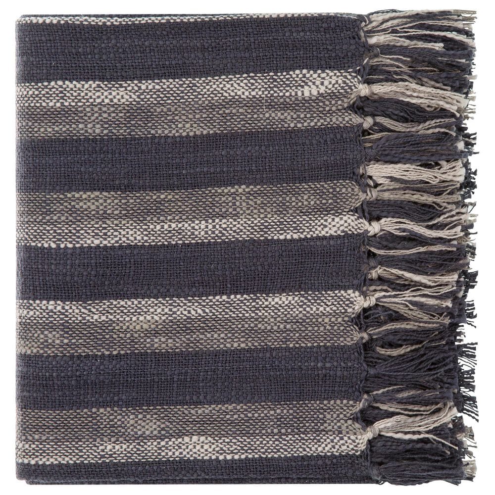 Surya Briar 50&quot; x 60&quot; Throw in Black and Gray, , large