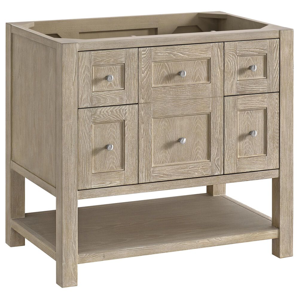 James Martin Breckenridge 36&quot; Single Vanity in Whitewashed Oak with 3 cm Arctic Fall Solid Surface Top, , large