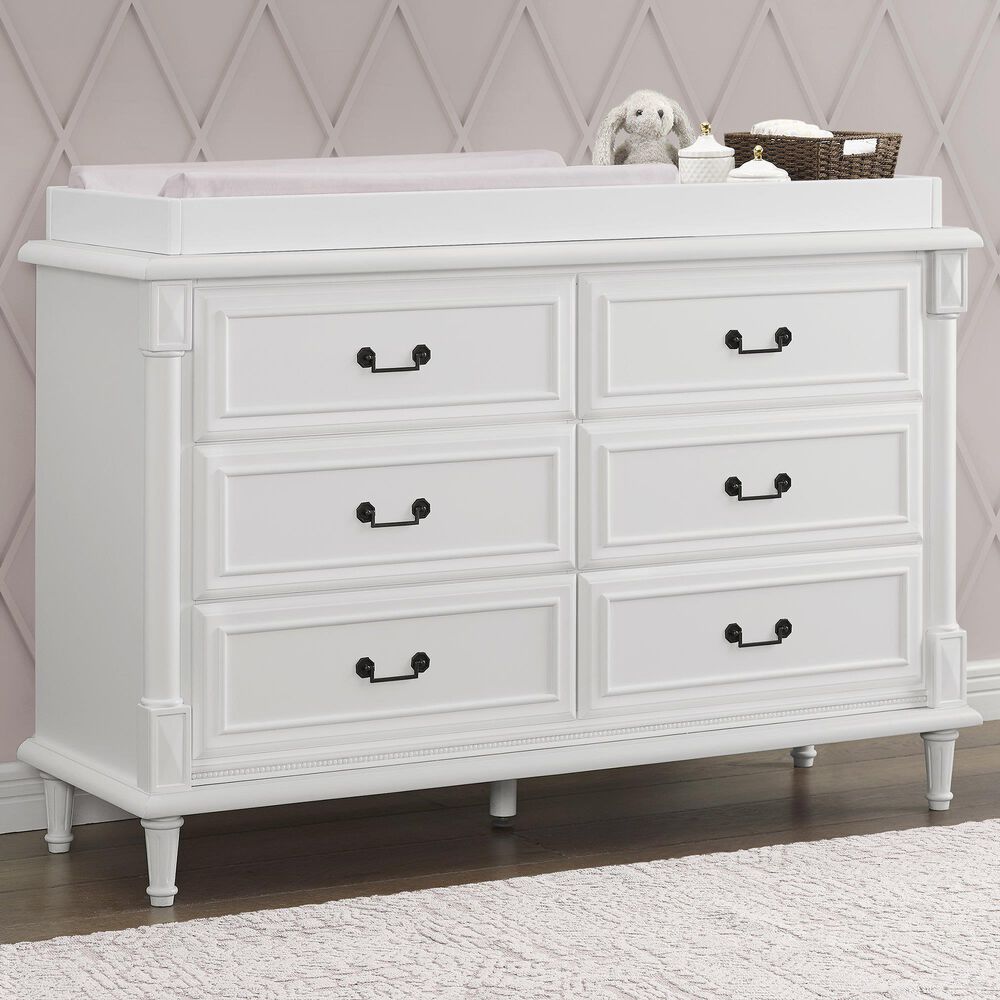 Delta Juliette 6 Drawer Dresser with Changing Top in Bianca White