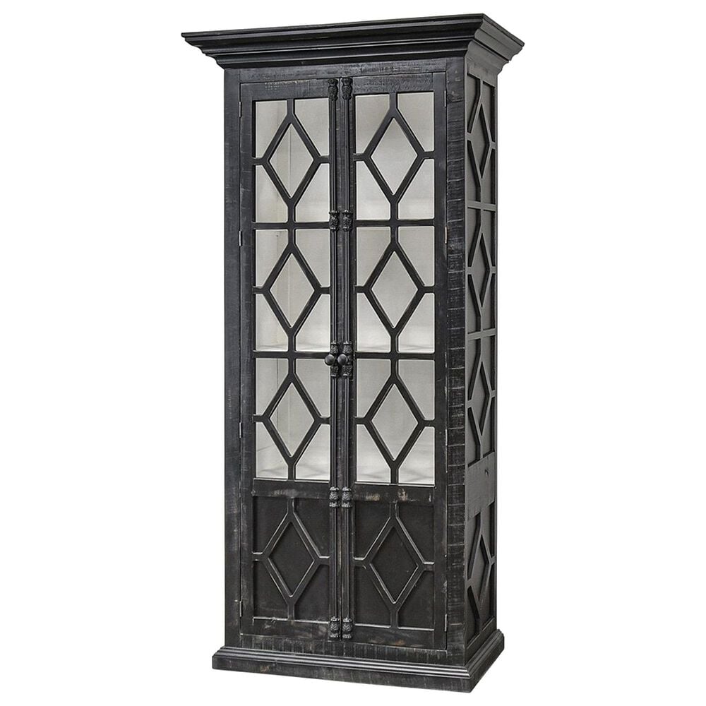 Rustic Imports Carthage Diamond Cabinet in Sanded Black and White, , large