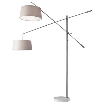 Adesso Manhattan 2-Arm Arc Lamp in Brushed Steel, , large
