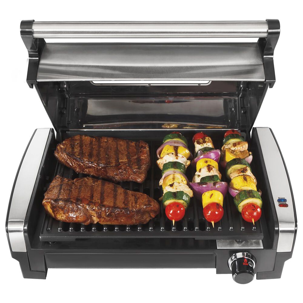 Hamilton Beach Searing Grill with Lid Window in Stainless Steel, , large