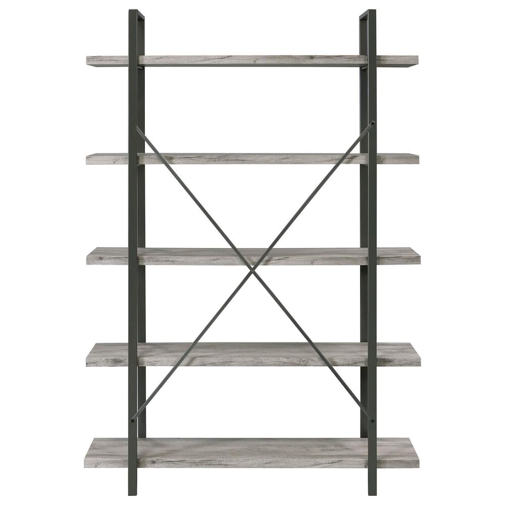 Pacific Landing Cole 5-Shelf Bookcase Grey Driftwood and Gunmetal, , large