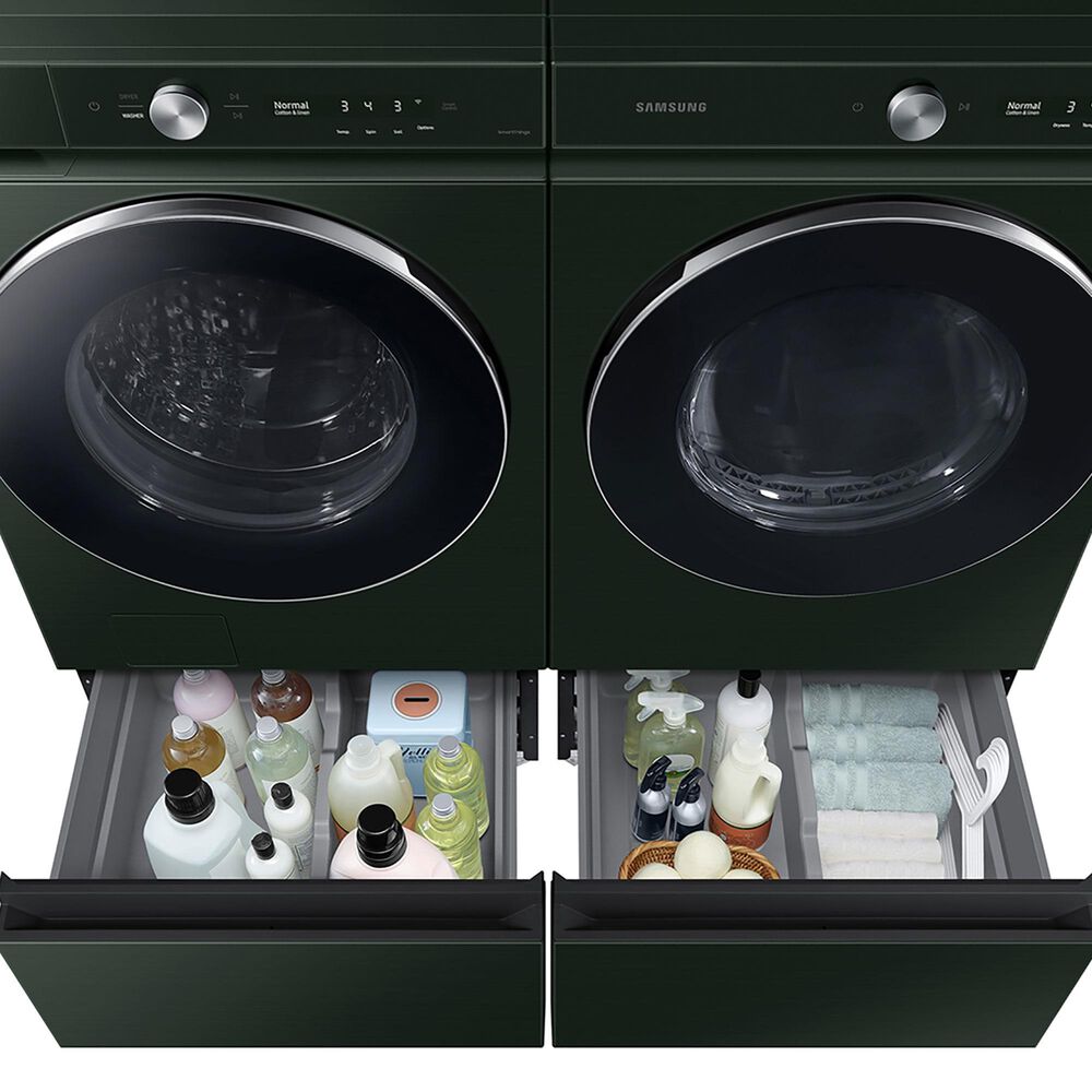 Samsung Bespoke 5.3 Cu. Ft. Front Load Washer and 7.6 Cu. Ft. Electric Dryer Laundry Pair with Pedestal in Forest Green, , large