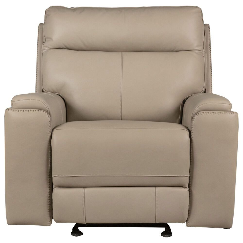 Italiano Furniture Bryant Power Leather Glider Recliner in Taupe, , large