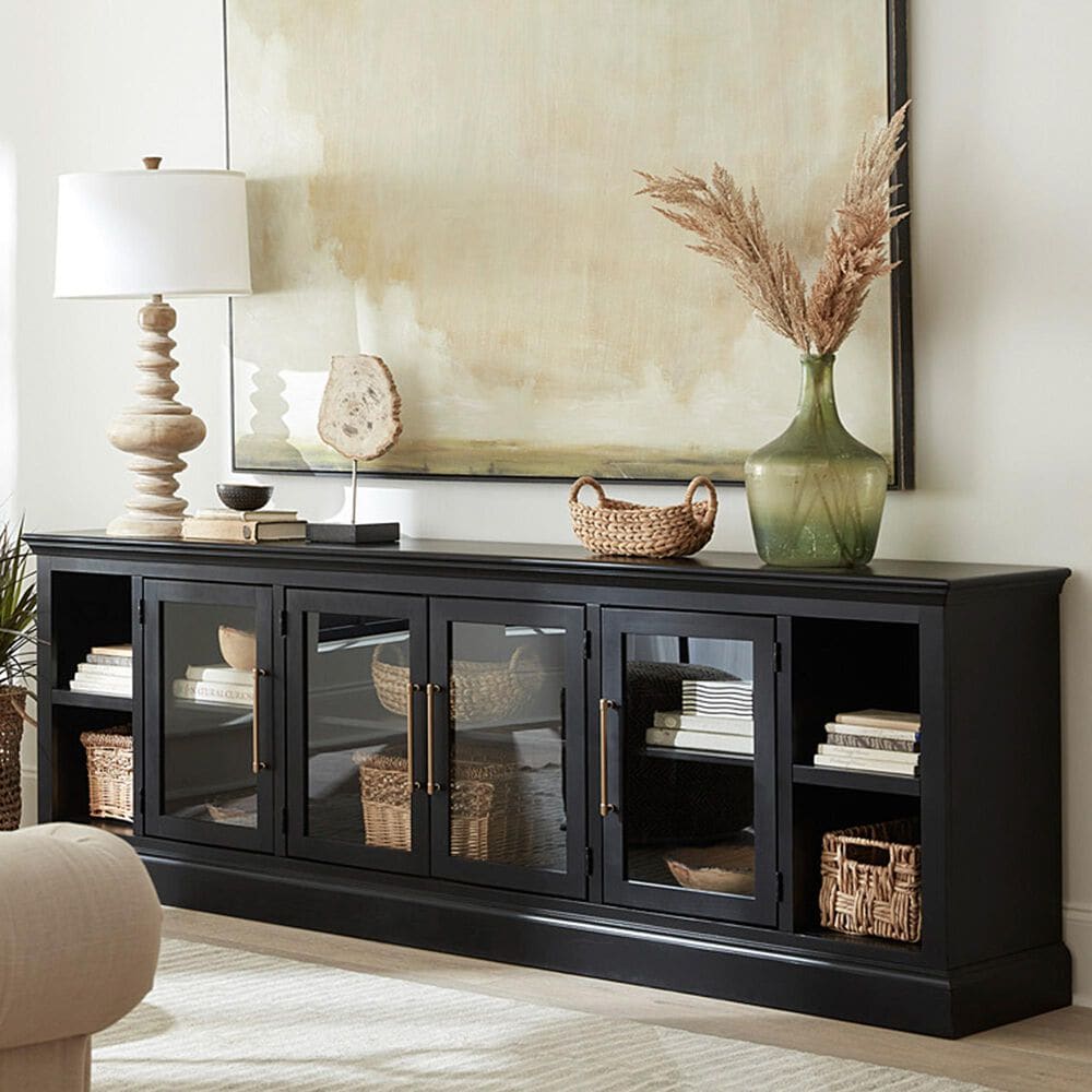 Riva Ridge Byron 98&quot; TV Console with 4 Doors in Black, , large
