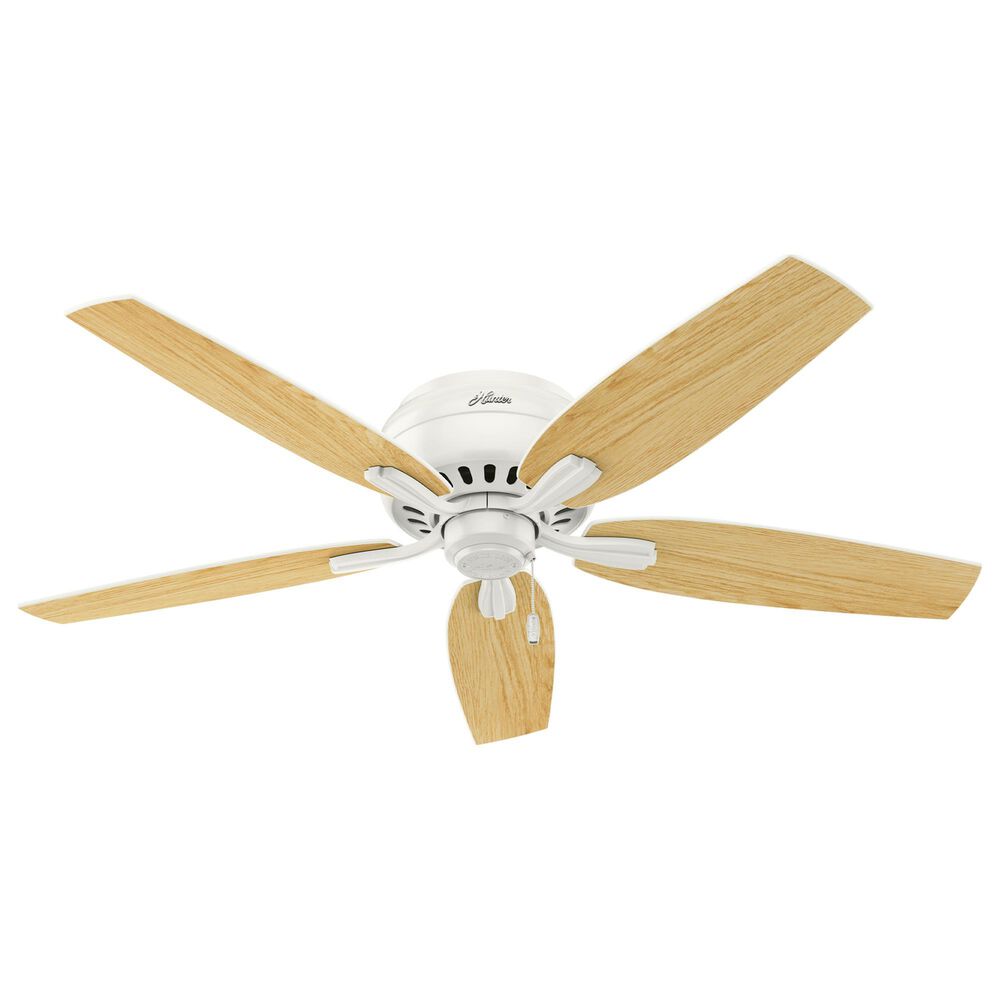 Hunter Newsome Low Profile 52&quot; Ceiling Fan with Lights in Fresh White, , large