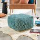 37B Brynnsen Pouf in Teal and Ivory, , large