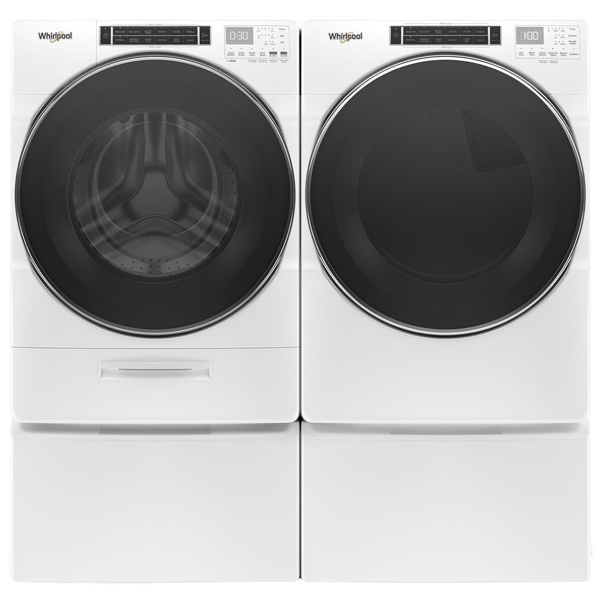 Whirlpool 5.0 Cu. Ft. Front Load Washer and 7.4 Cu. Ft. Electric Dryer Pair  in White | NFM