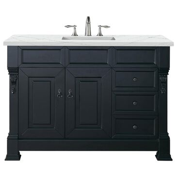 James Martin Brookfield 48" Single Bathroom Vanity in Antique Black with 3 cm Ethereal Noctis Quartz Top and Rectangle Sink, , large
