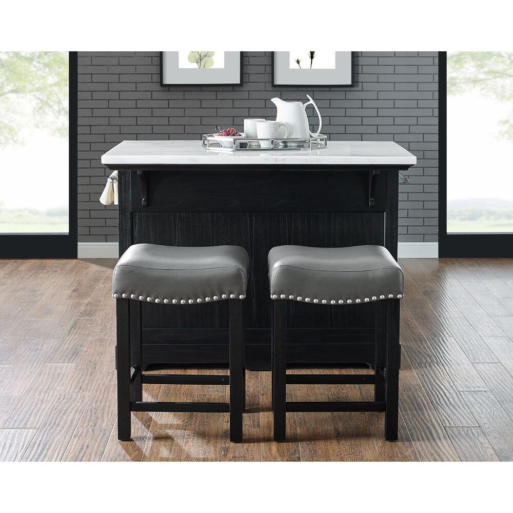 Steve Silver Aspen Kitchen Island in Ebony and White, , large