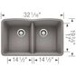 Blanco Diamond 32" Equal Double Bowl Kitchen Sink in Metallic Gray, , large