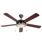 Black+Decker 52" 5-Blade Retractable Blades Ceiling Fan with Light and Pull Chain in Brushed Nickle and Mahogany, , large