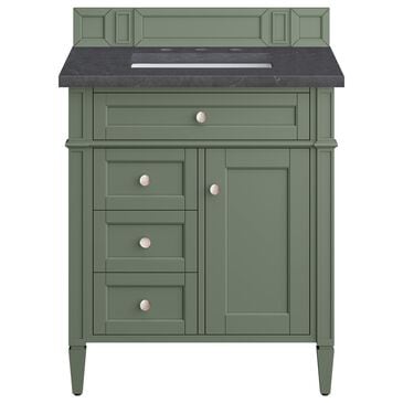James Martin Brittany 30" Single Bathroom Vanity in Smokey Celadon with 3 cm Charcoal Soapstone Quartz Top and Rectangular Sink, , large