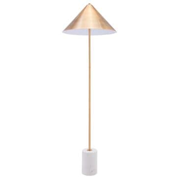 Zuo Modern Bianca Floor Lamp in Brass and White Marble, , large