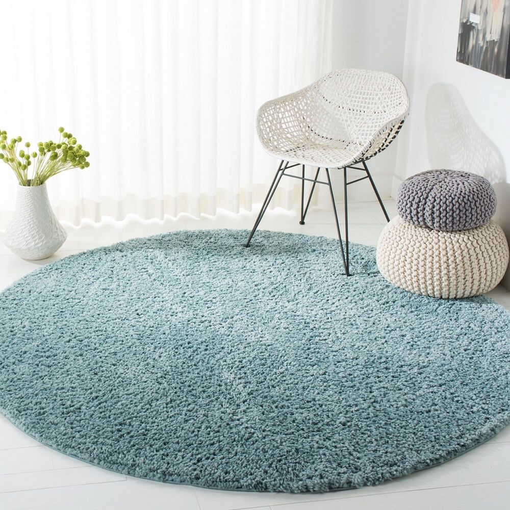 Safavieh August Shag 6&#39;7&quot; Round Aqua Area Rug, , large