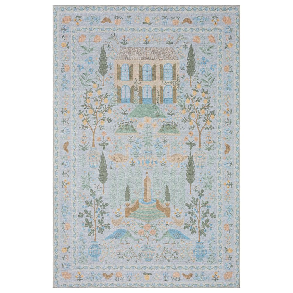 Rifle Paper Co. Menagerie 3"9" x 5"9" Light Blue Area Rug, , large