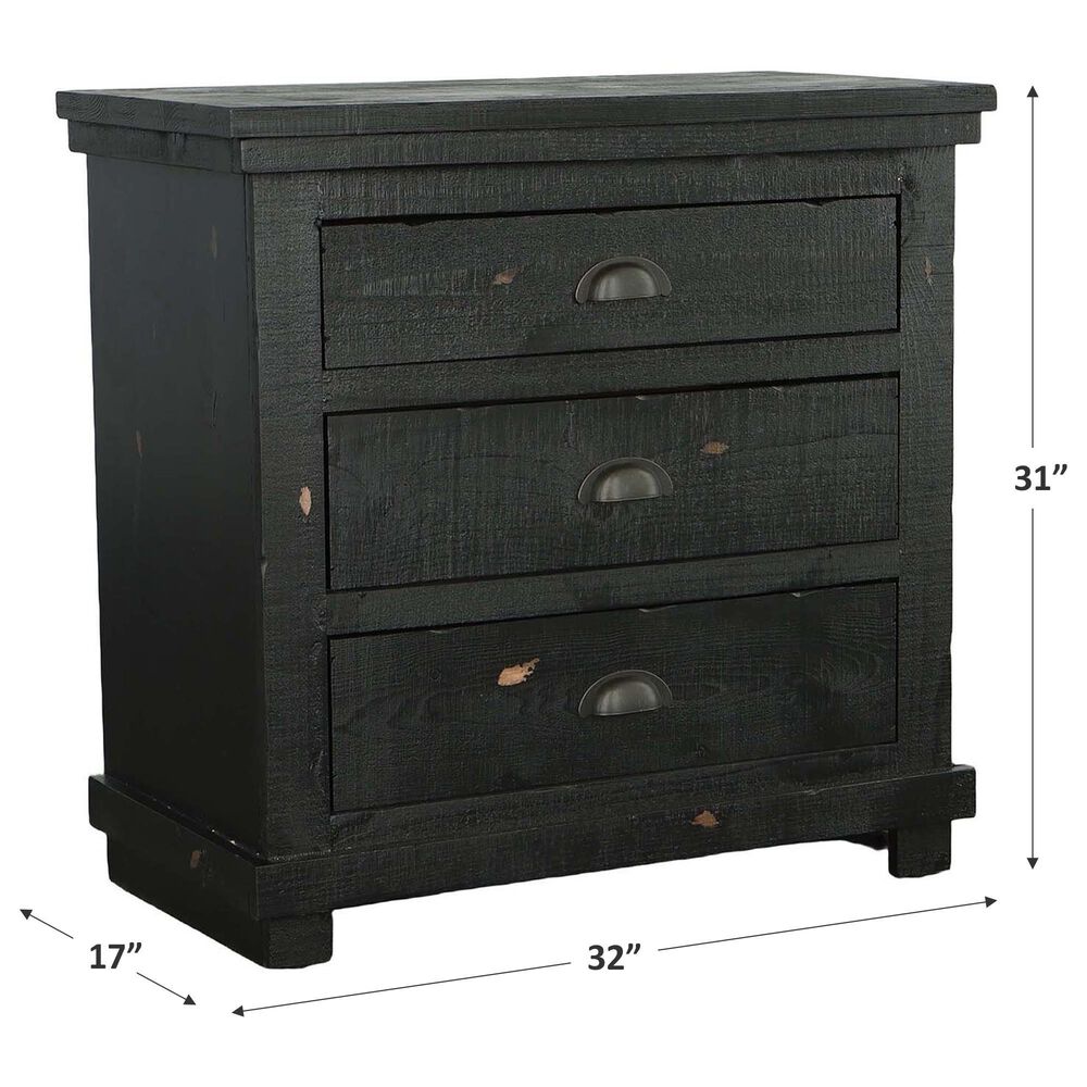 Tiddal Home Willow 3 Drawer Nightstand in Distressed Black, , large