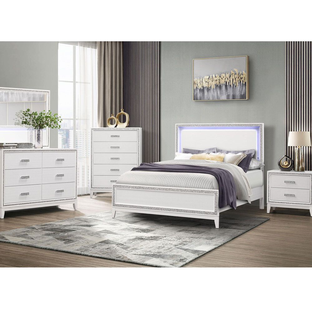 Global Furniture USA Lily King Bed in White and Glitter, , large