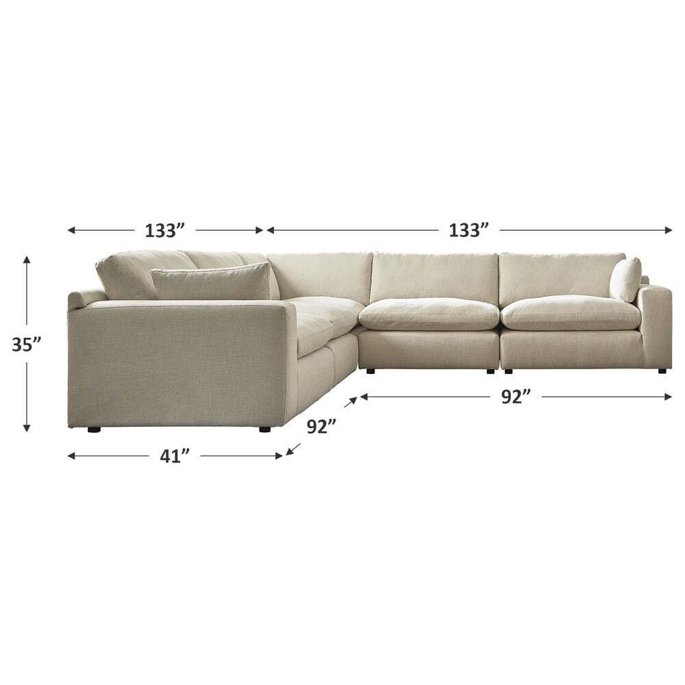 Signature Design by Ashley Elyza 5-Piece L-Shaped Sectional in Linen, , large