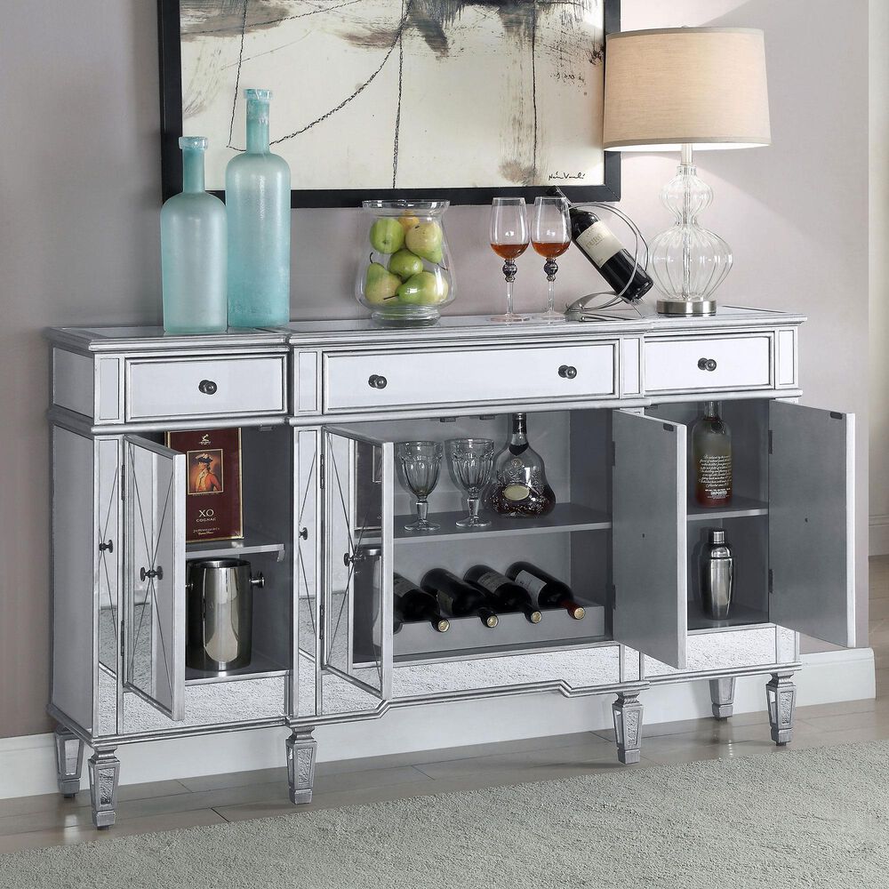 Pacific Landing Aconitum Wine Cabinet in Silver, , large