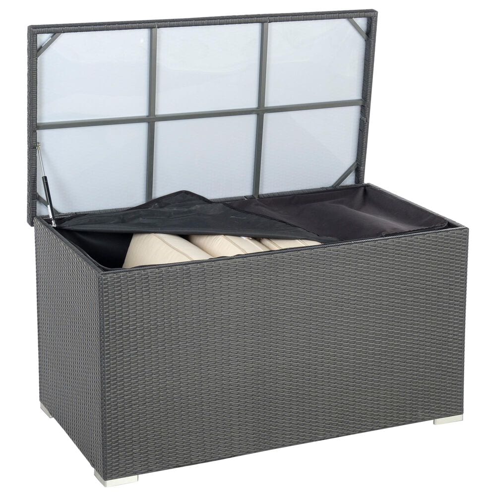 Alfresco Home Sicuro Wicker Cushion Storage Box with Hydraulic Lid in Oxford Black, , large