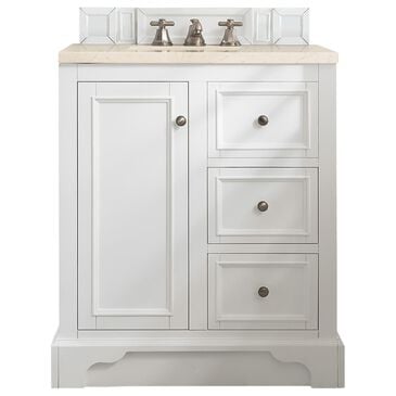 James Martin De Soto 30" Single Bathroom Vanity in Bright White with 3 cm Eternal Marfil Quartz Top and Rectangular Sink, , large