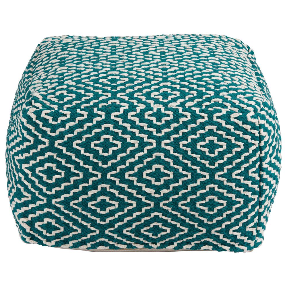 37B Brynnsen Pouf in Teal and Ivory, , large