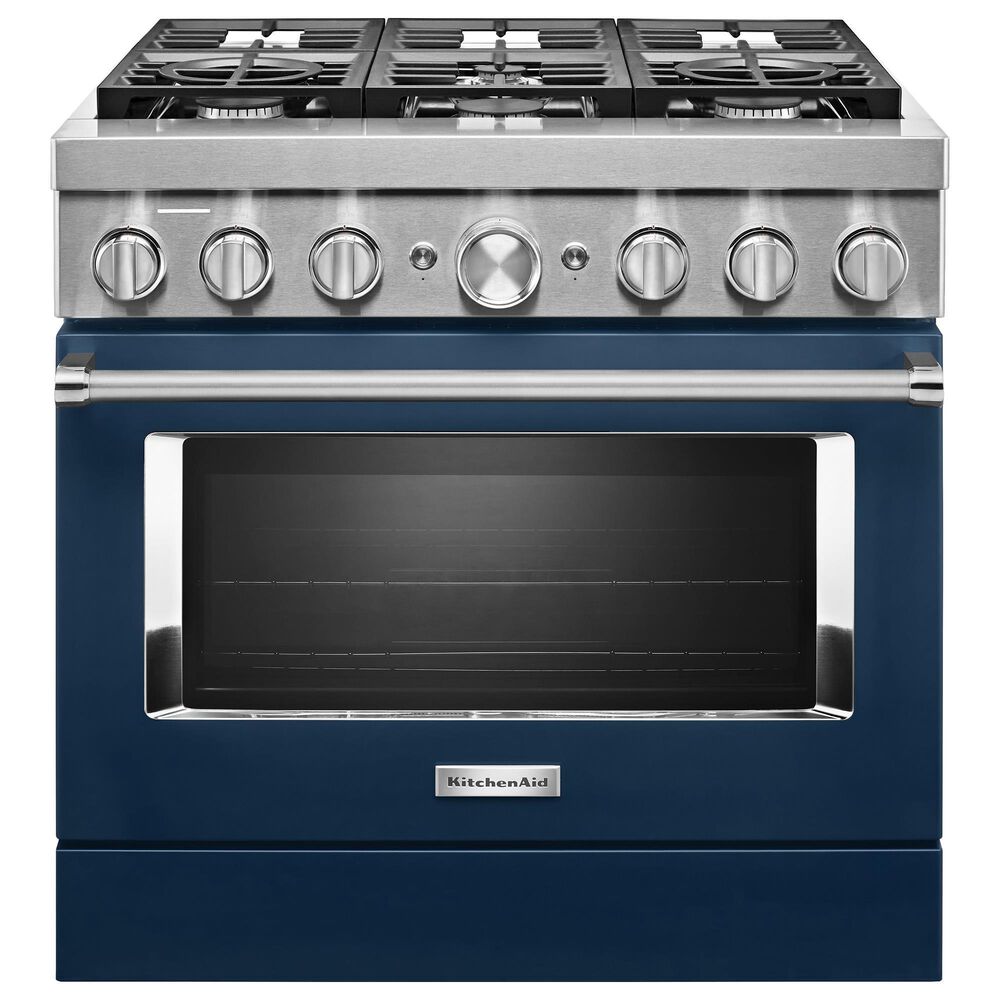 KitchenAid 36" Professional Dual Fuel Range in Ink Blue, , large